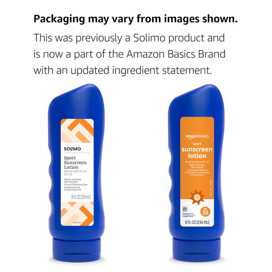 Solimo label close-up highlighting ingredient exclusions and SPF