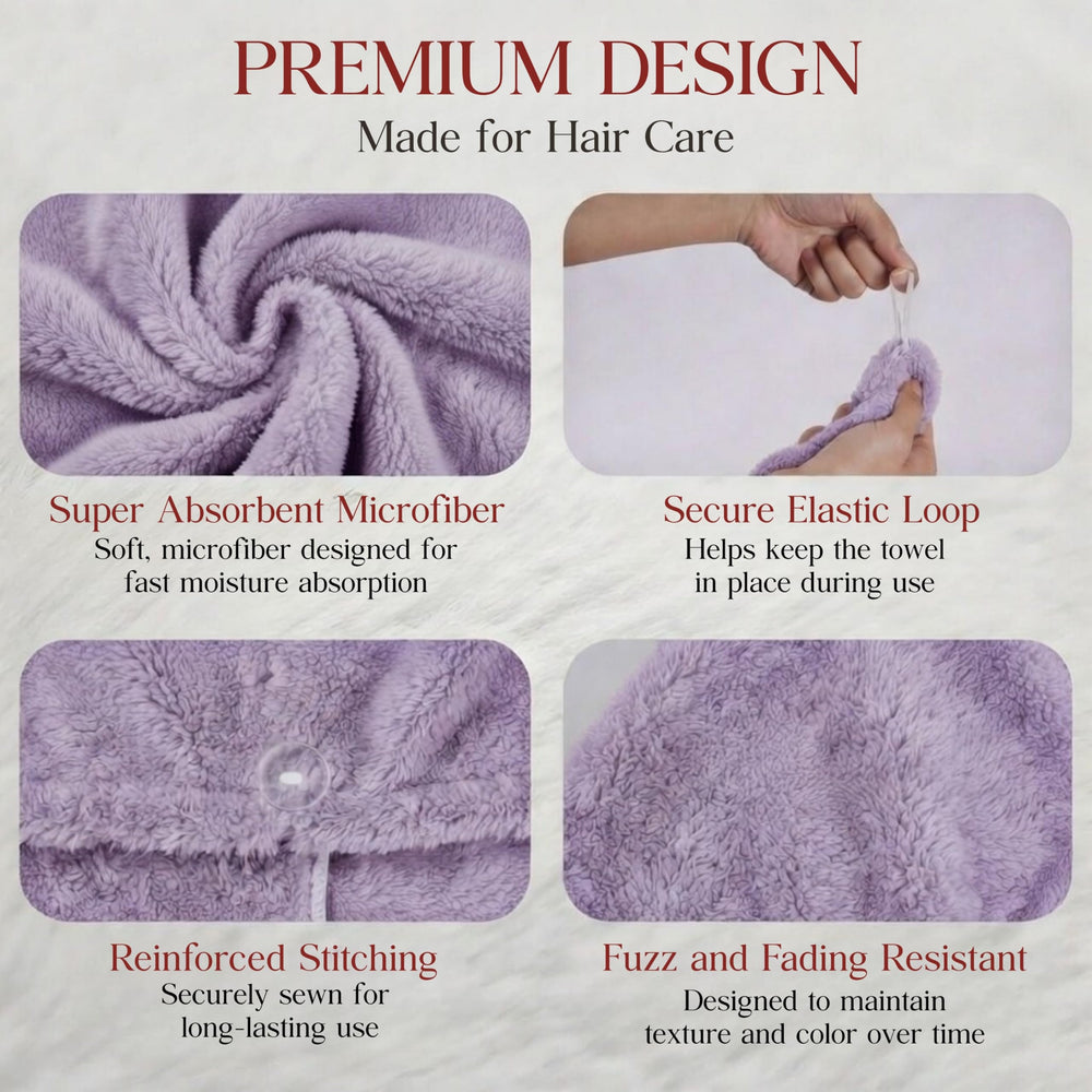 Solvra woman wearing pink turban towel demonstrating comfortable fit