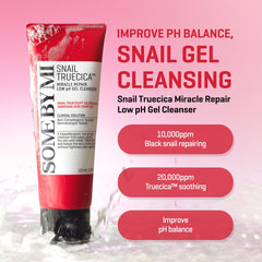 SOME BY MI pump dispensing gel texture, highlights easy application and gentle foam control