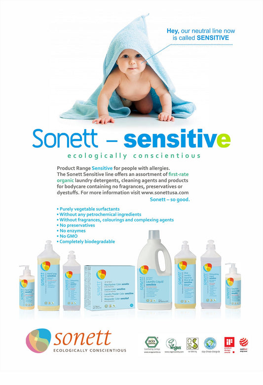 Close-up of Sonett label highlighting certified organic ingredients and clarity