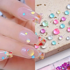SONGJIE beads applied on acrylic nail demonstrating salon-quality sparkle