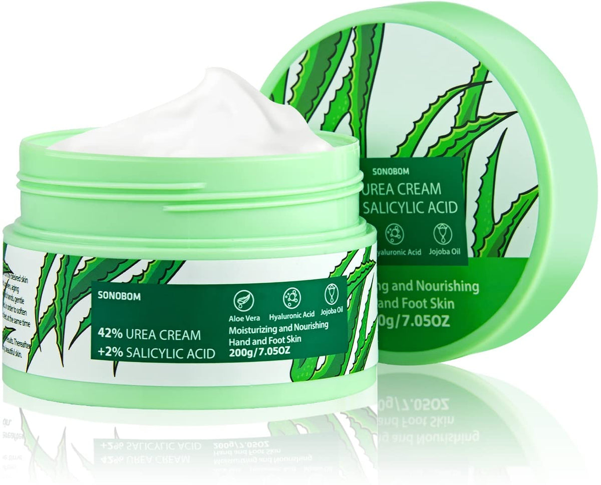 Sonobom urea cream front tube showing label and 7.0 oz size for treatment