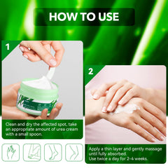 Sonobom urea cream ingredients display with aloe and oils for skin soothing