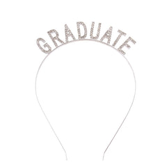 Soochat silver GRADUATE headband front view enhancing celebration photos