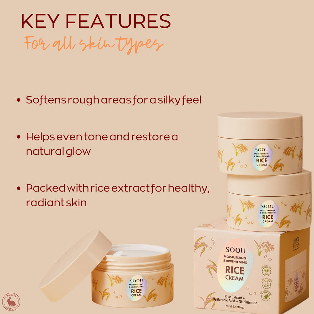 SOQU cream applied on fingertip demonstrating smooth spreadability and fast absorption