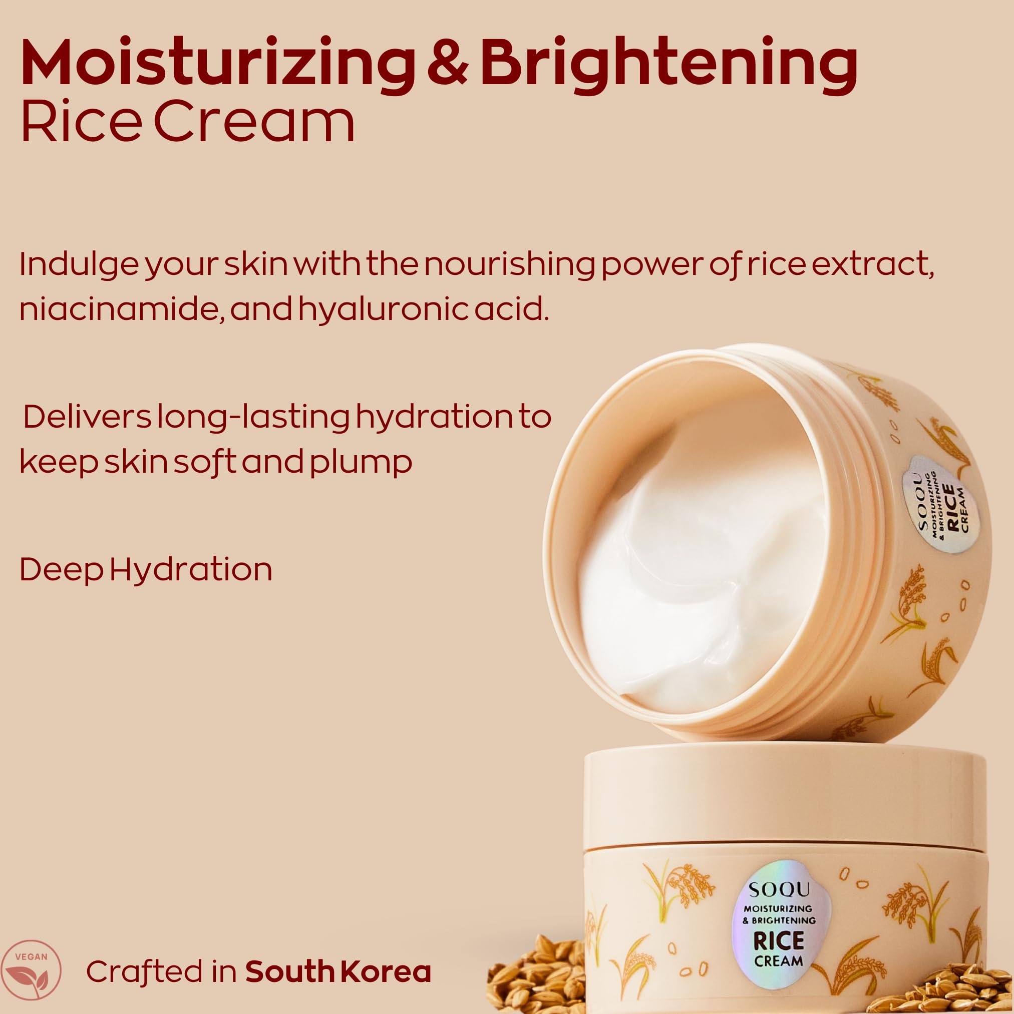 SOQU cream texture close-up highlighting lightweight hydration and creamy finish benefits