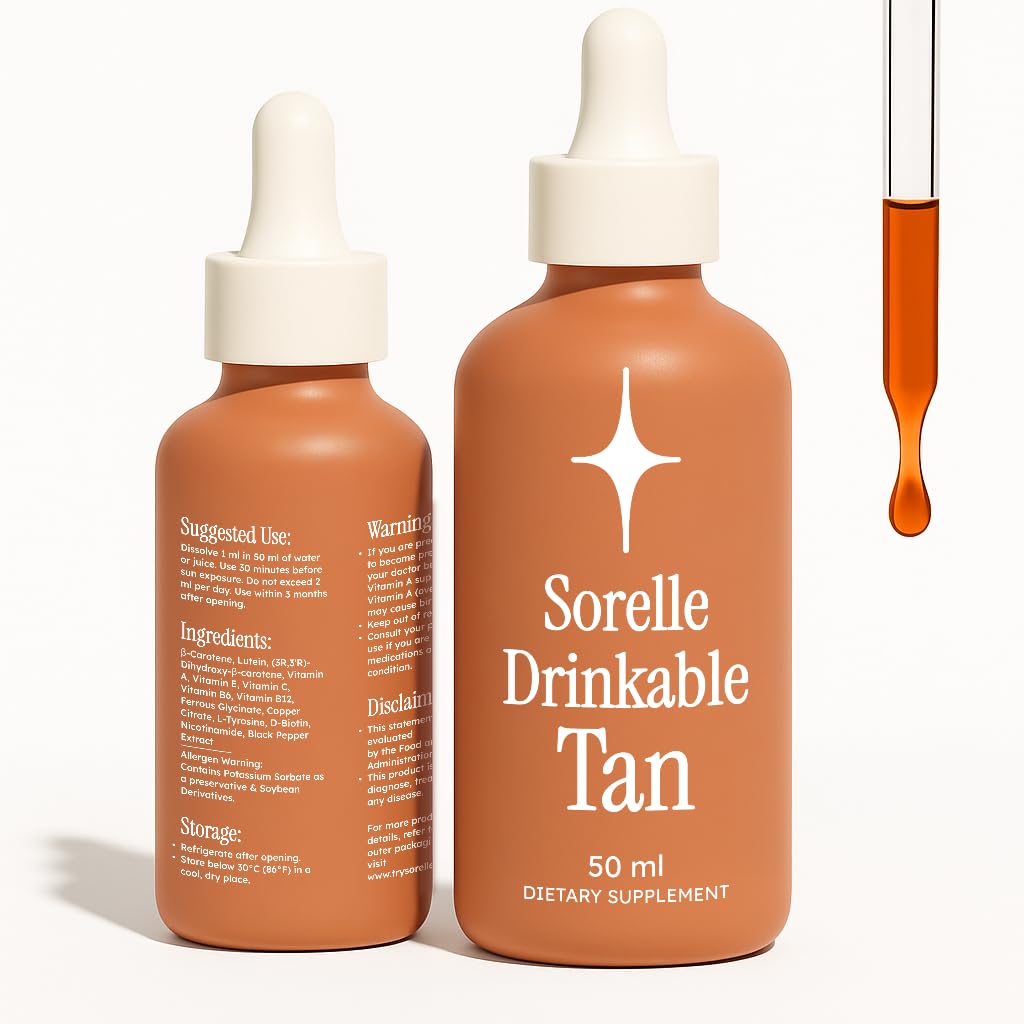 Sorelle bottle front 50ML showing label and clean design for trusted tanning