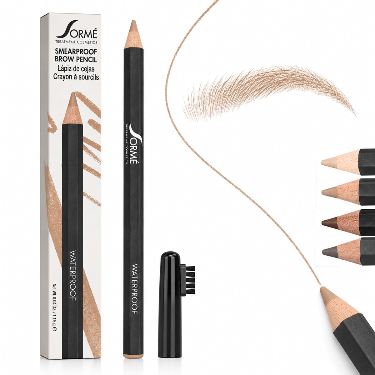 SORMÉ front view of soft blonde pencil showing compact dual-ended design and convenience