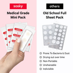 Sosky ingredients label detail listing salicylic acid and calming botanicals benefit