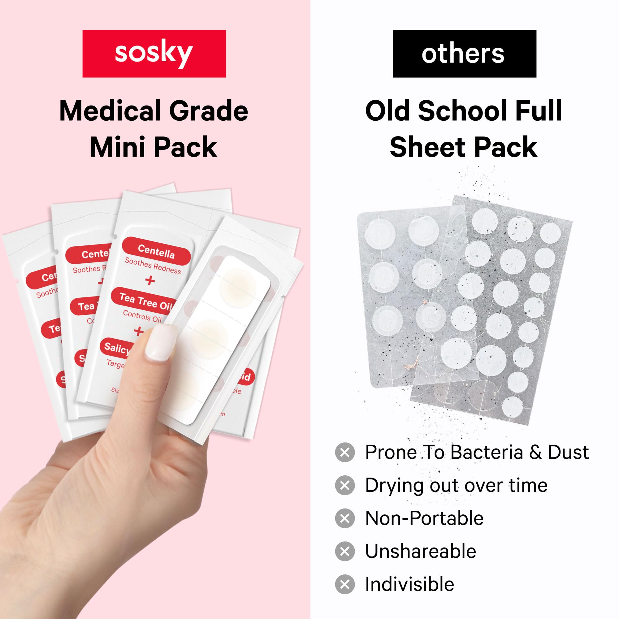 Sosky patch under light makeup illustrating invisible coverage