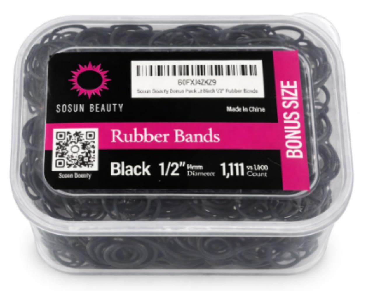 Sosun Beauty front packaging showing bonus 1111 count and durable tub benefit