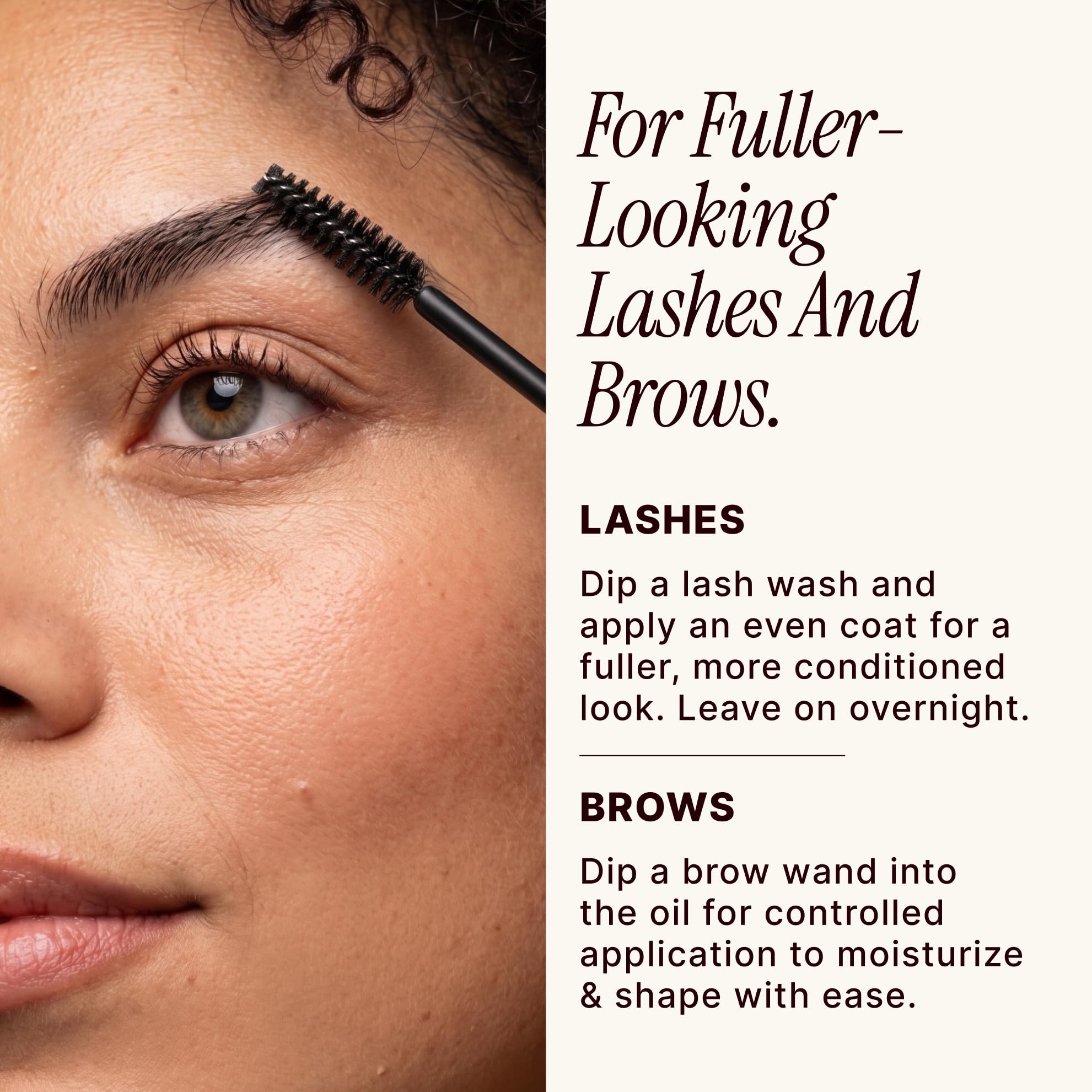 SOULSATION applied with spoolie to eyebrows for precise grooming and nourishment