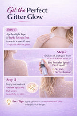 Sovano spraying glitter on arm demonstrating easy non-sticky glow