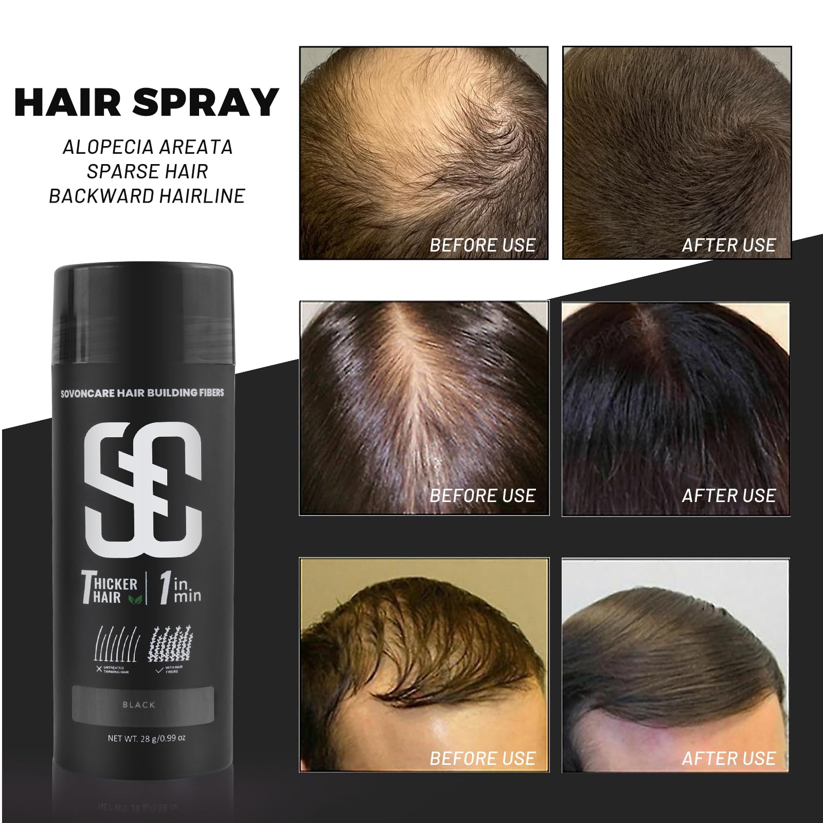 SOVONCARE open jar showing keratin fiber texture for natural volume