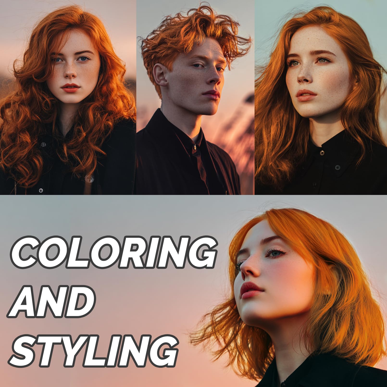 SOVONCARE wax applied to fingers styling hair with vibrant orange accents