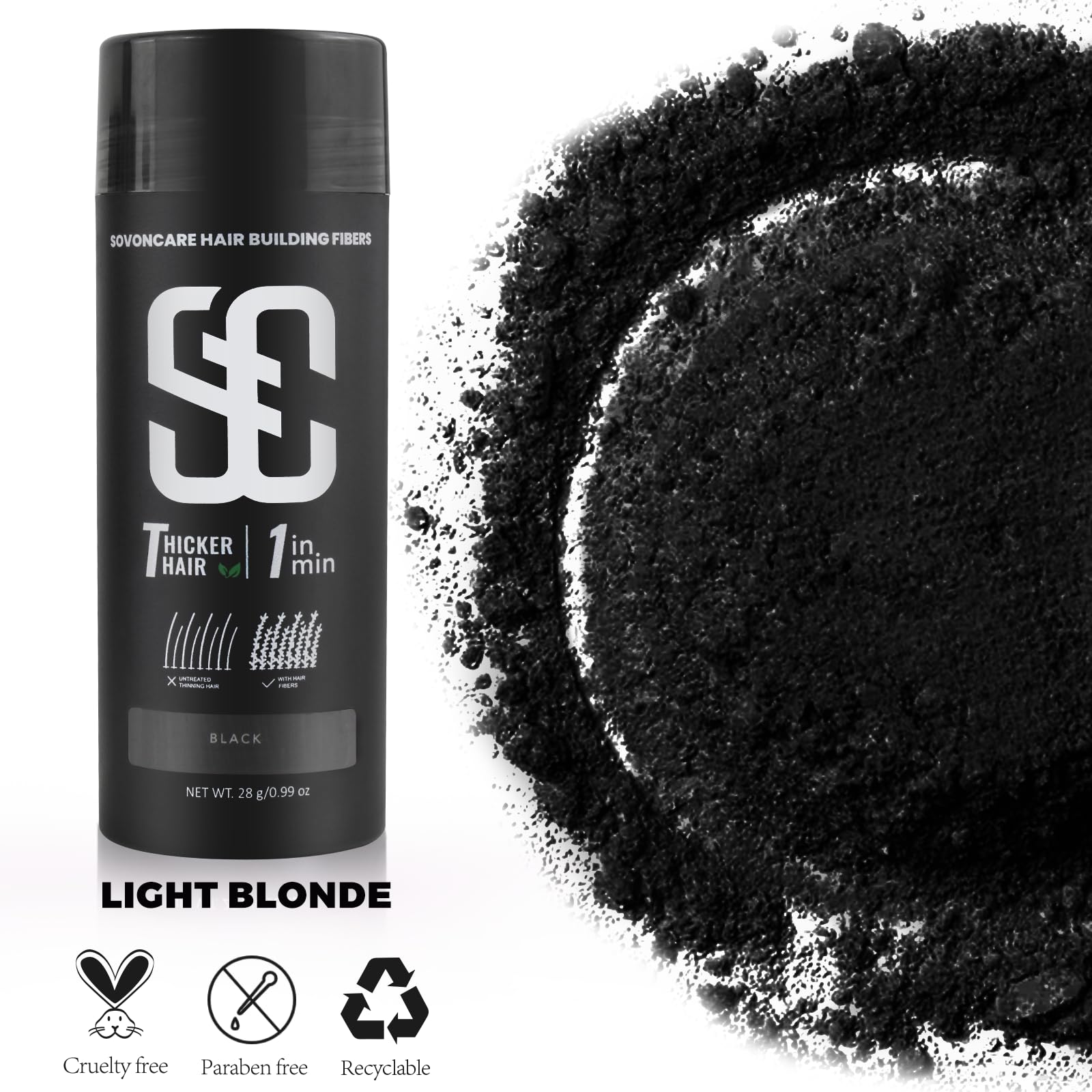 SOVONCARE powder on comb demonstrating easy targeted application
