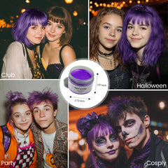 SOVONCARE model at a party wearing purple wax for festival-ready color and style