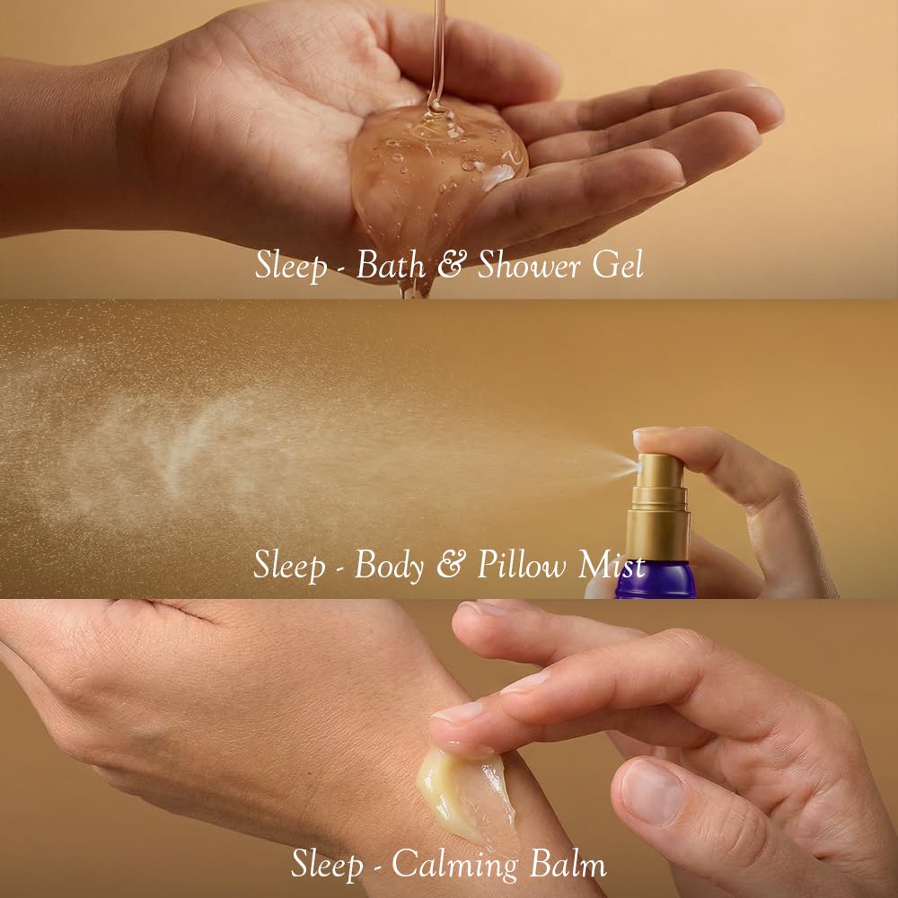 SPA CEYLON sleep ingredients flatlay with lavender ylang ylang and patchouli for natural scents