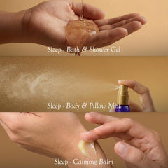 SPA CEYLON sleep ingredients flatlay with lavender ylang ylang and patchouli for natural scents