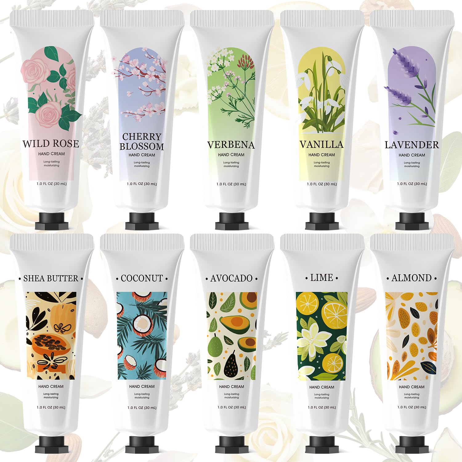 spa luxetique front packaging showing ten mini hand cream tubes and gift-ready presentation benefit moisturizes