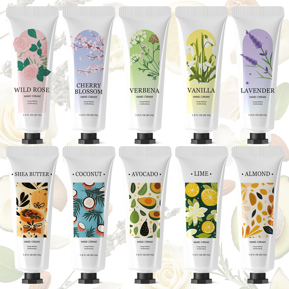 spa luxetique front packaging showing ten mini hand cream tubes and gift-ready presentation benefit moisturizes