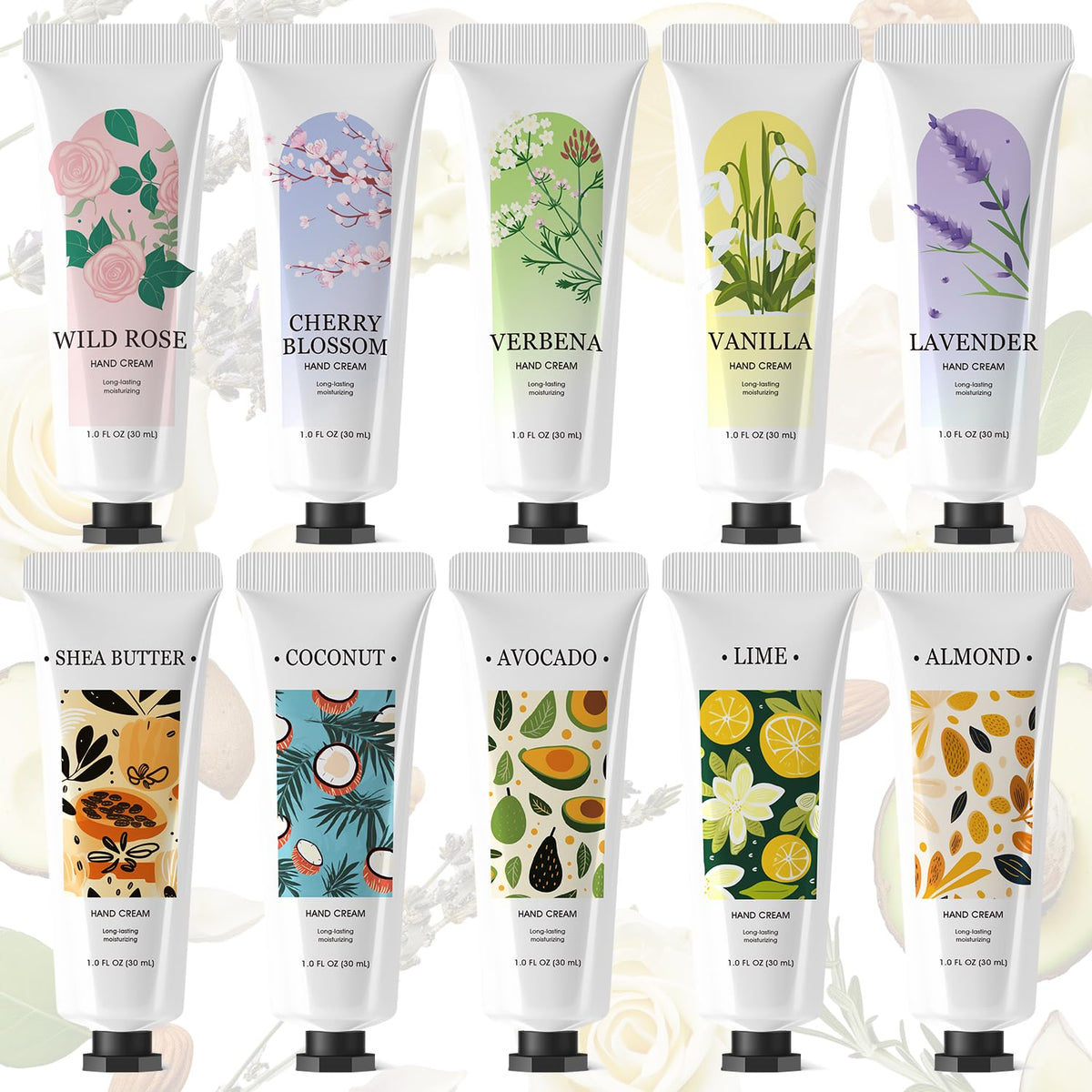spa luxetique front packaging showing ten mini hand cream tubes and gift-ready presentation benefit moisturizes