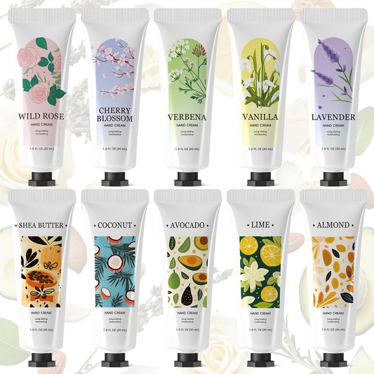 spa luxetique front packaging showing ten mini hand cream tubes and gift-ready presentation benefit moisturizes