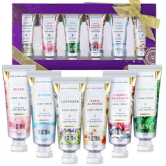 spa luxetique front packaging showing six travel hand cream tubes and gift box