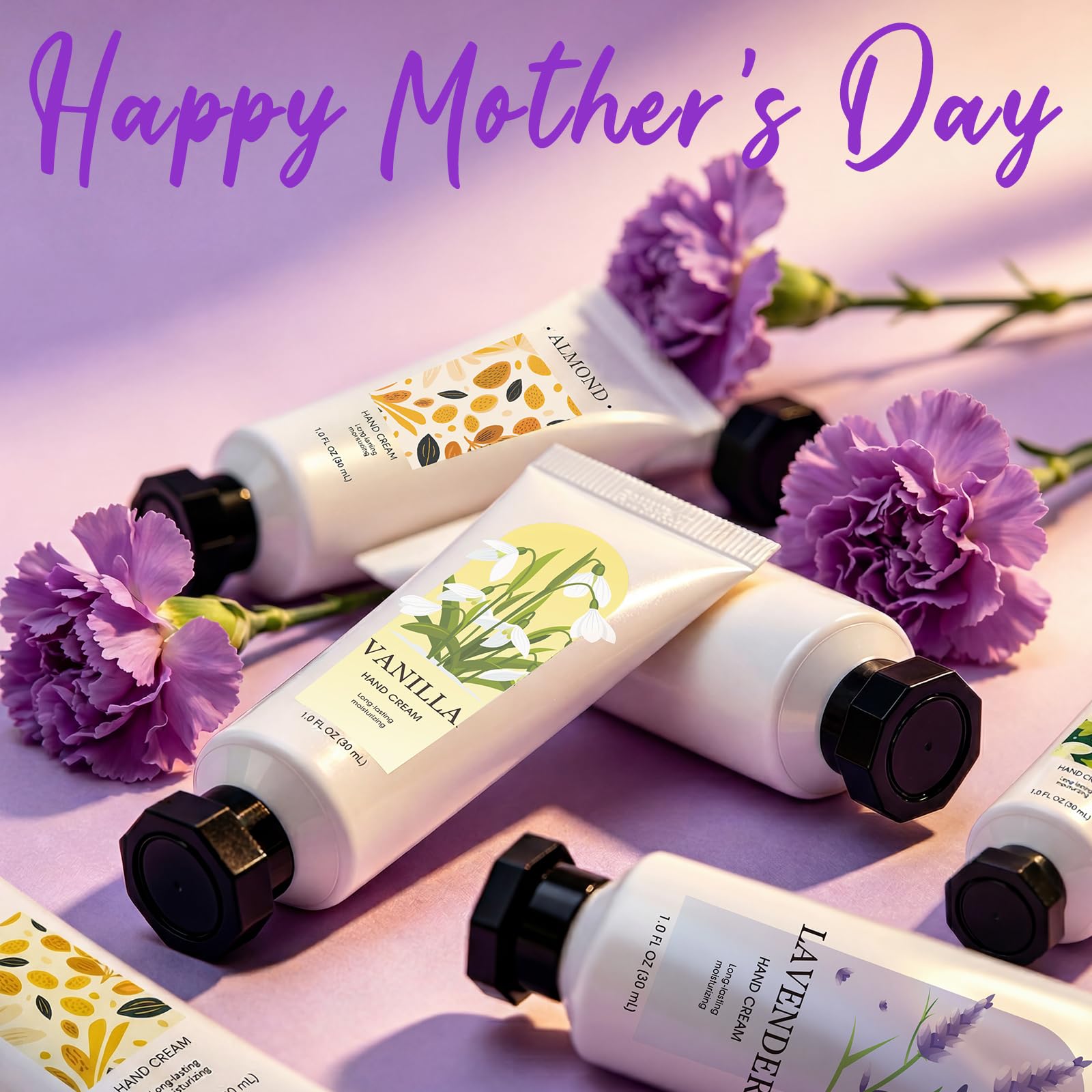 spa luxetique hand cream on bathroom vanity with flowers showing lifestyle gifting appeal benefit indulgent self-care