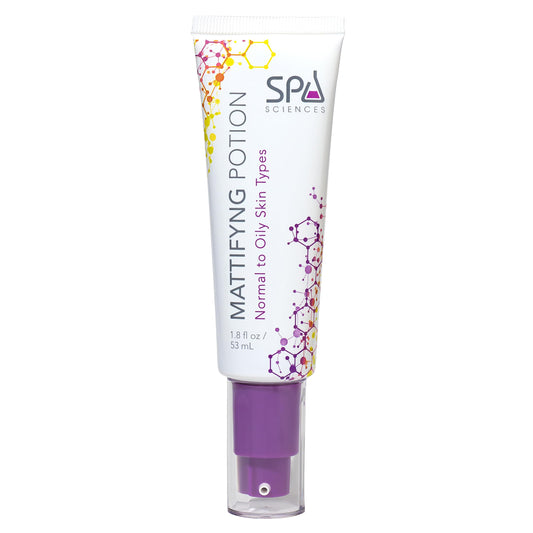 Spa Sciences product front packaging showing label and matte finish benefit