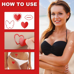 Spakon single red heart sticker on hand showing size and neat edge