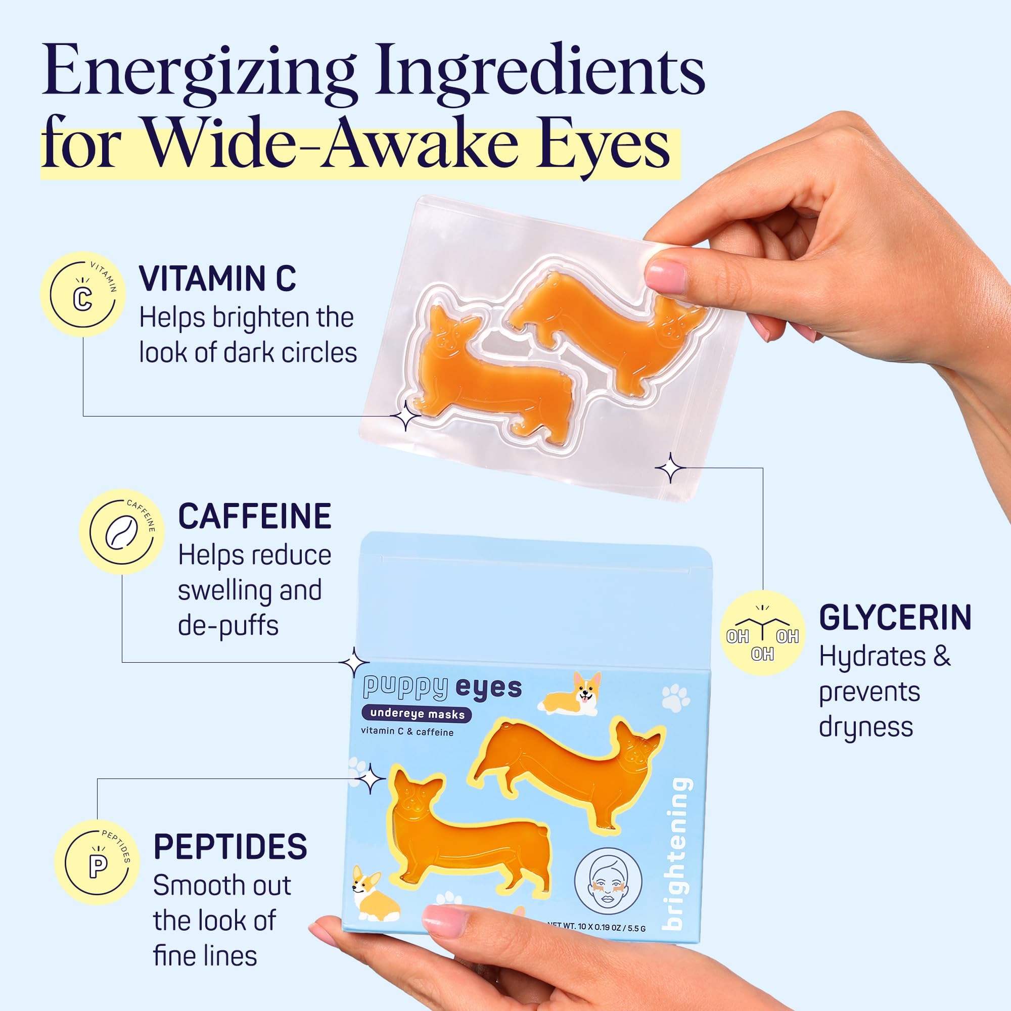 SpaLife patch applied under model eyes demonstrating instant refresh benefit