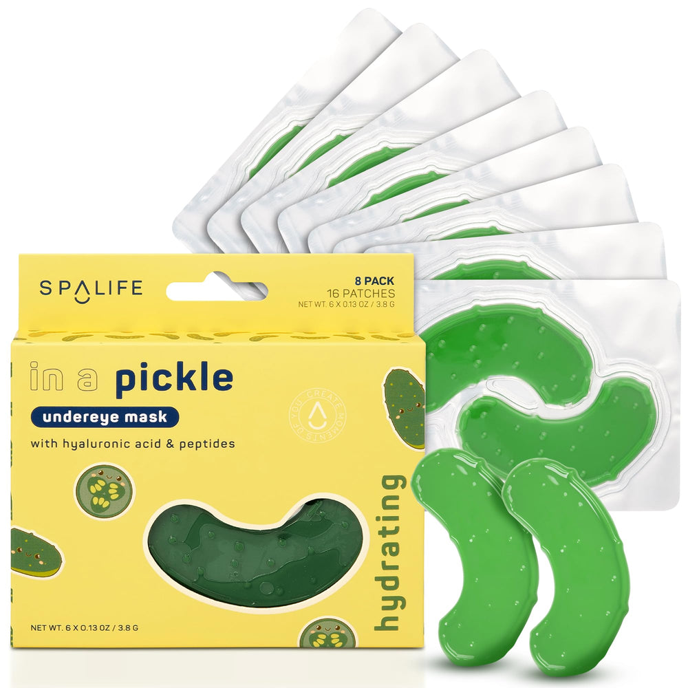 SpaLife front packaging showing pickle hydrogel eye patches and benefits