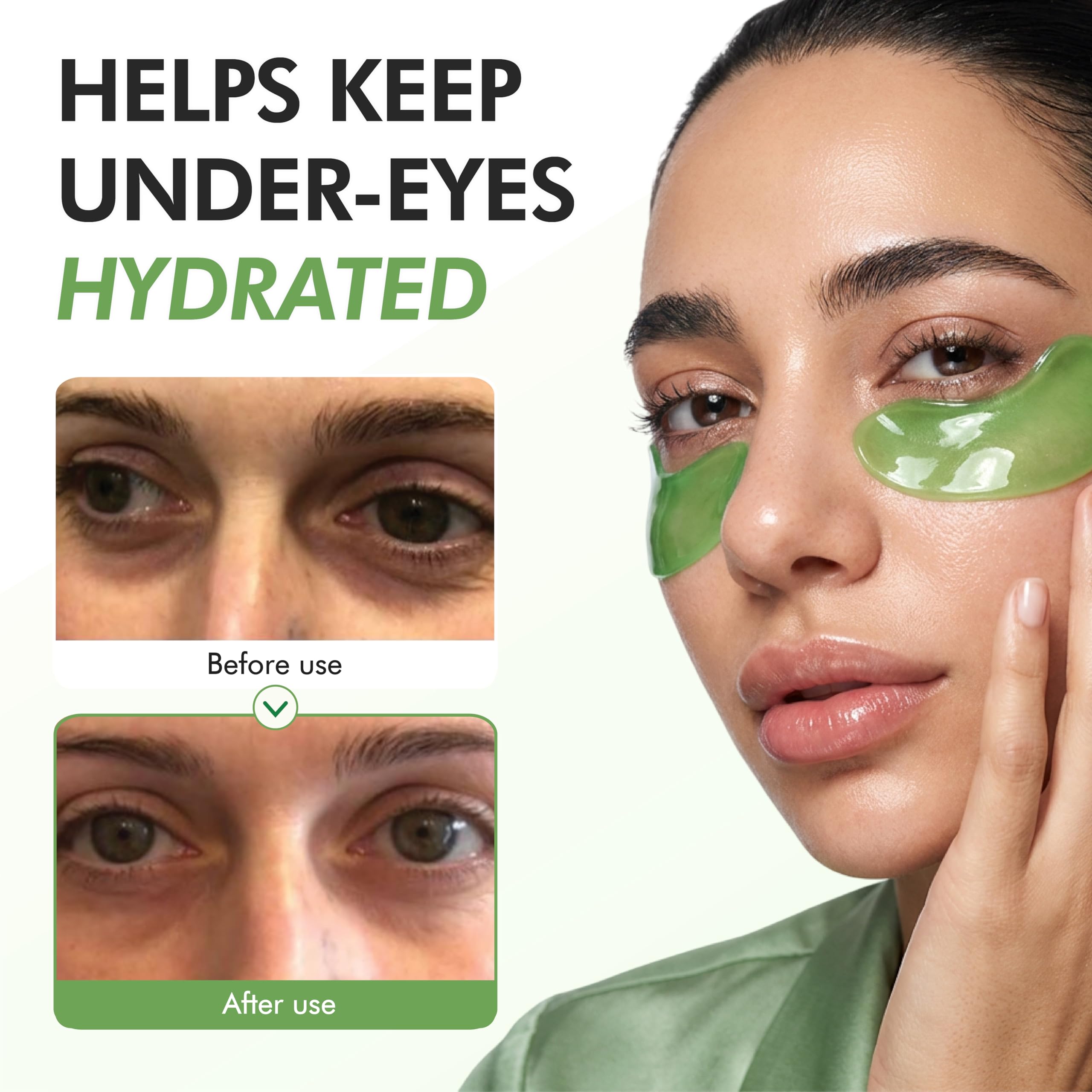 SpaScriptions patch applied under eye showing quick depuffing benefit