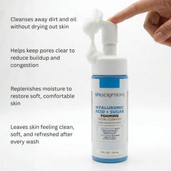SpaScriptions foaming cleanser dispensed from pump in hand