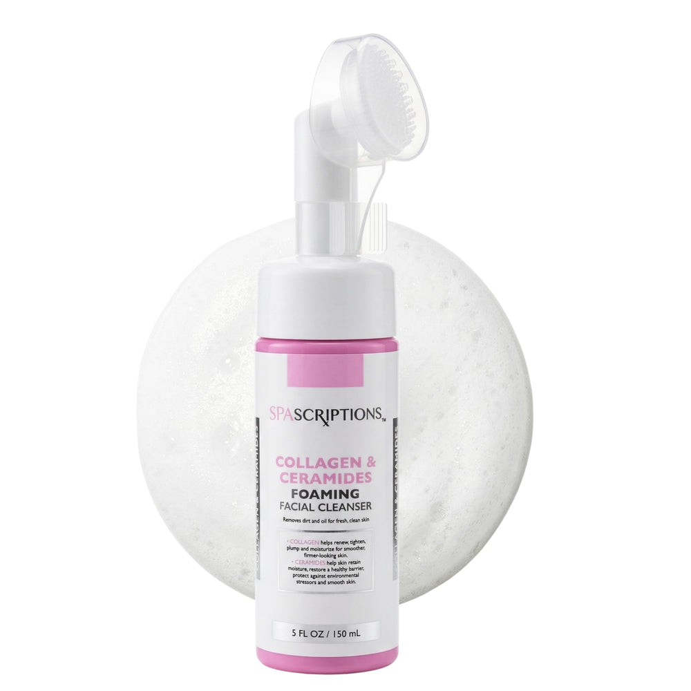 SpaScriptions front packaging of foaming cleanser showing label and size benefit