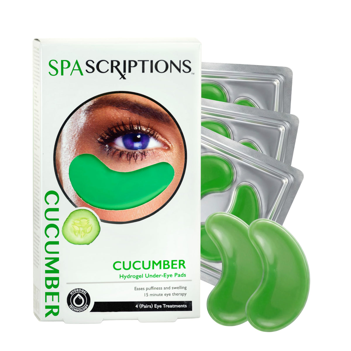 SpaScriptions front packaging showing cucumber patches and calming relief
