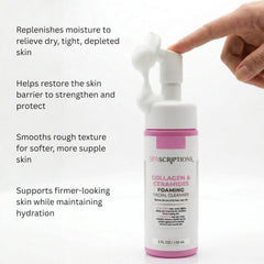 SpaScriptions cleanser being massaged with brush demonstrating easy daily use benefit
