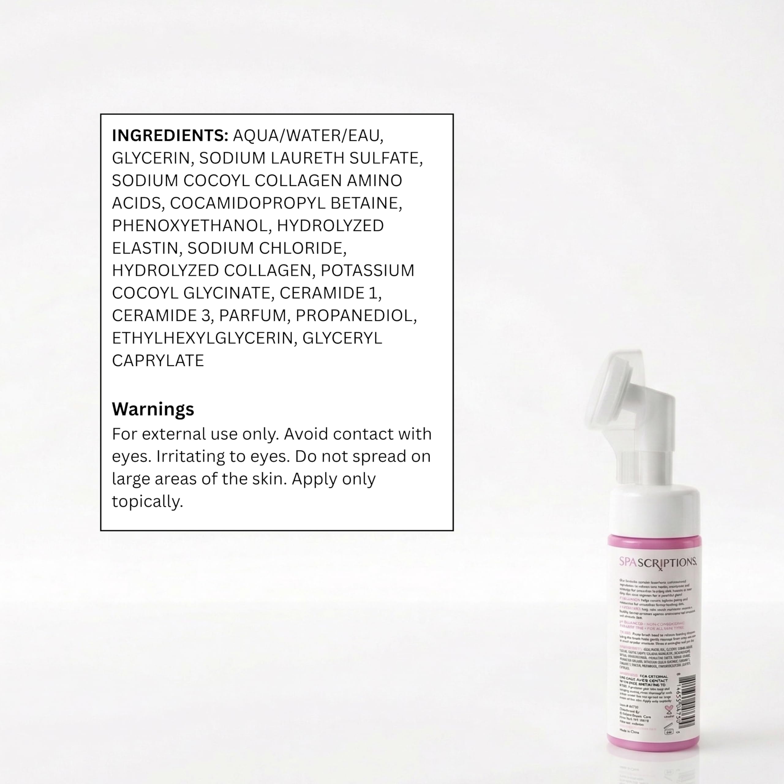 SpaScriptions cleanser on bathroom vanity styled for morning routine and visible refreshment benefit