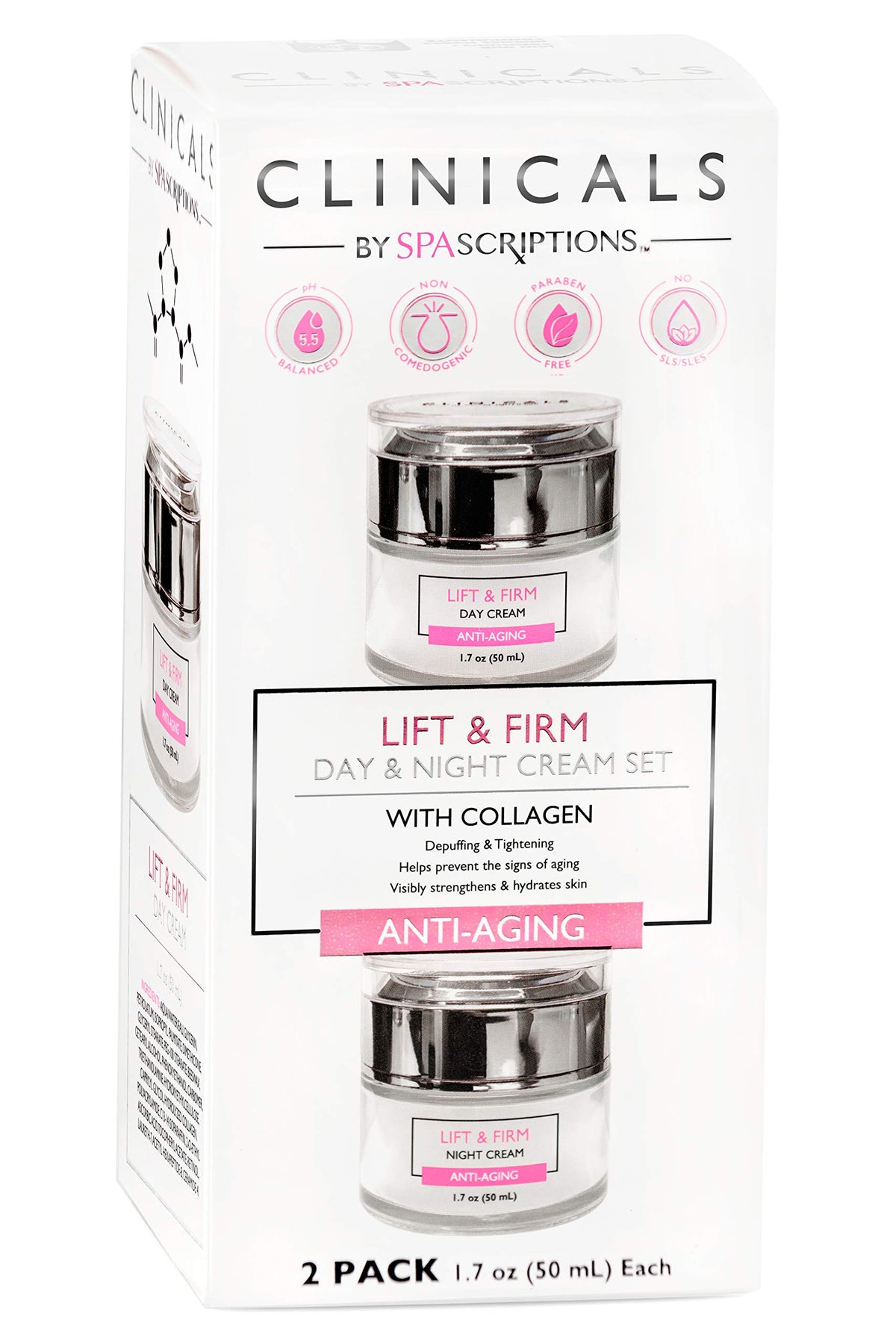 SpaScriptions front view of day and night jars showing packaging and convenience