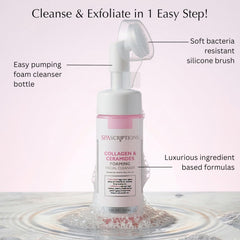 SpaScriptions silicone cleansing brush close-up highlighting gentle exfoliation benefit