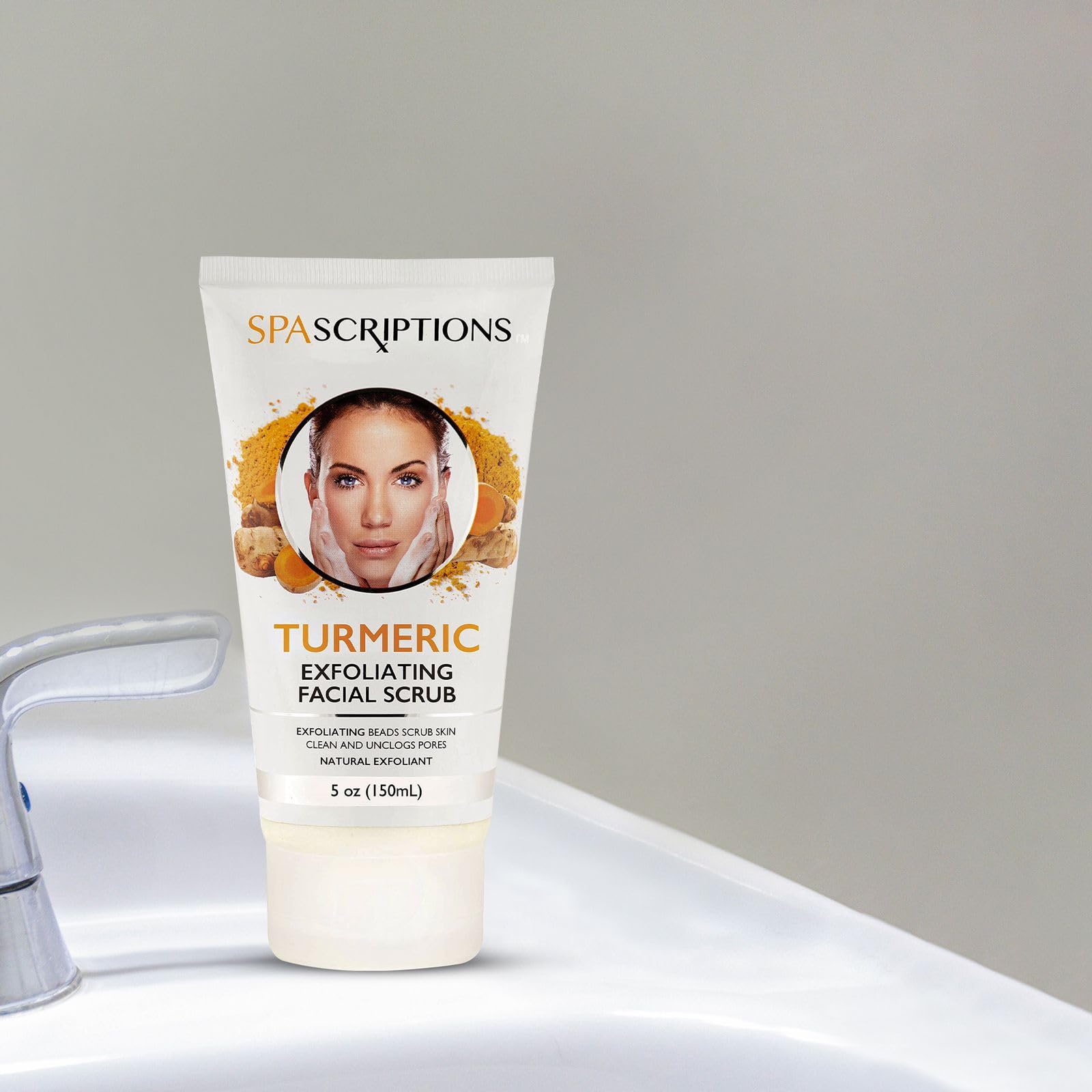 SpaScriptions close-up of exfoliant granules highlighting gentle pore-clearing action