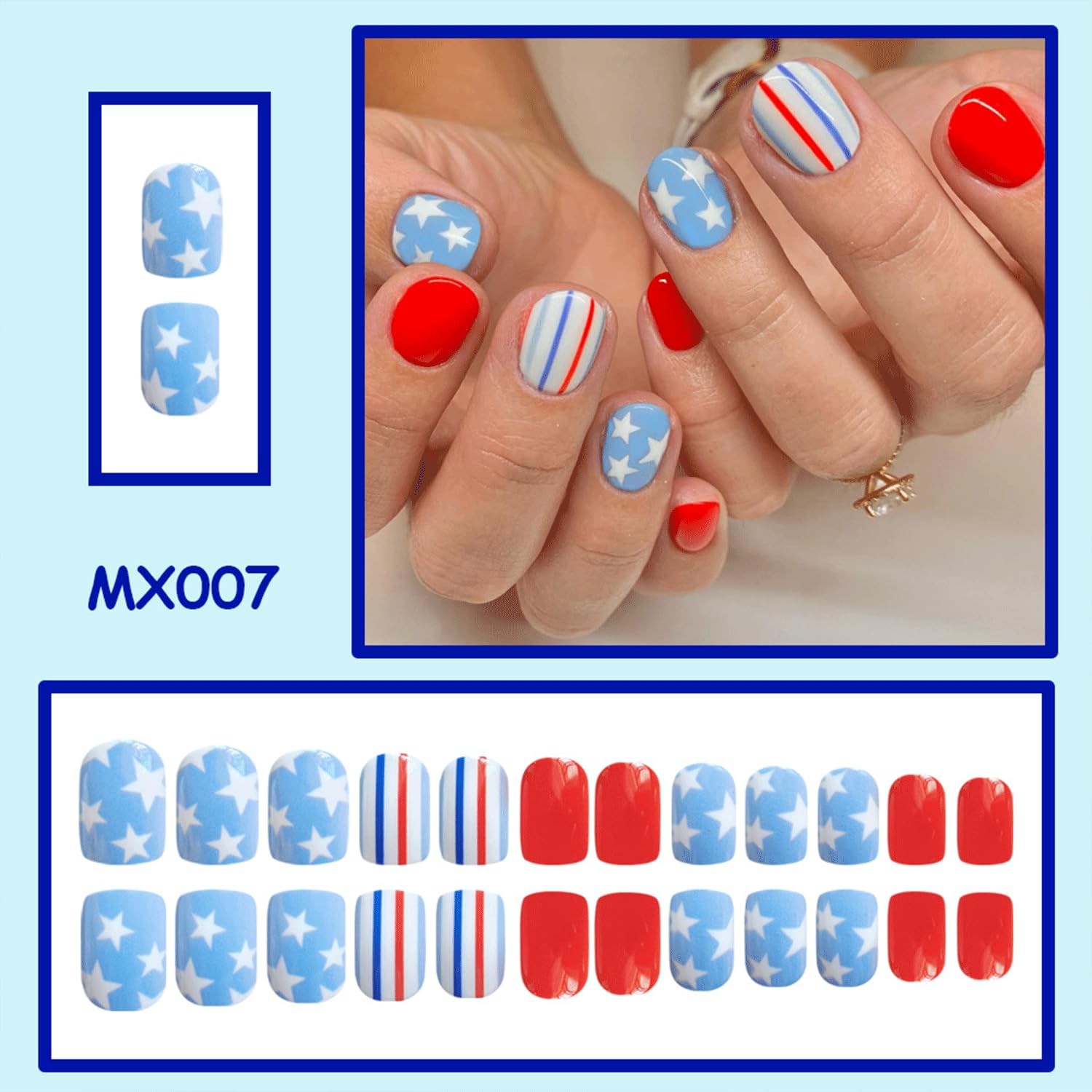 Spebozy close-up of red blue white stripe and star design offering festive glossy detail