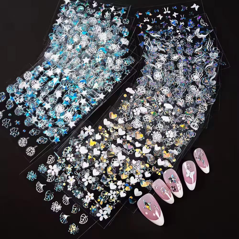 SPLOCUDU stickers applied on acrylic tips showing ready-to-wear salon finish