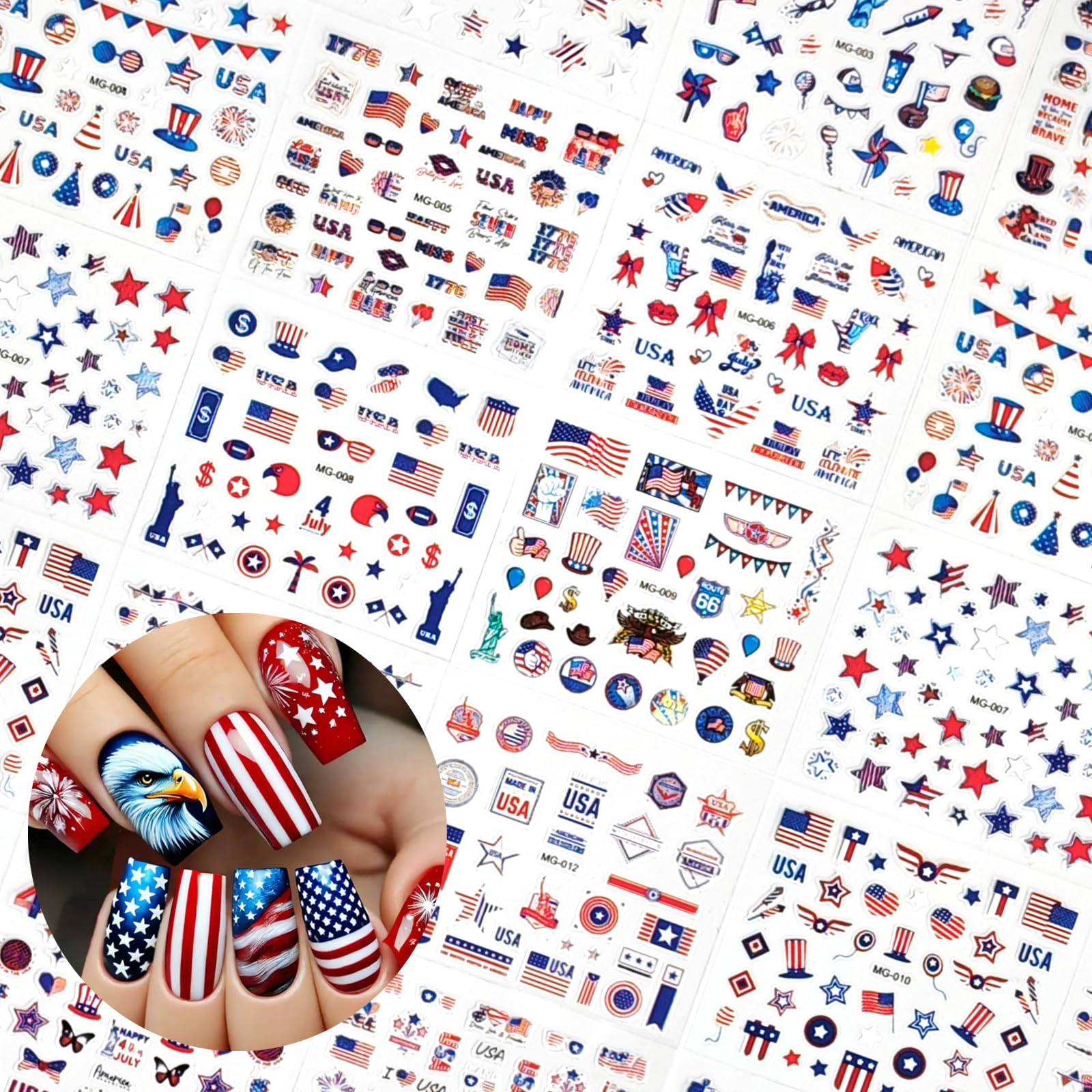 SPLOCUDU applied on nails with American flag accent for instant festive look benefit