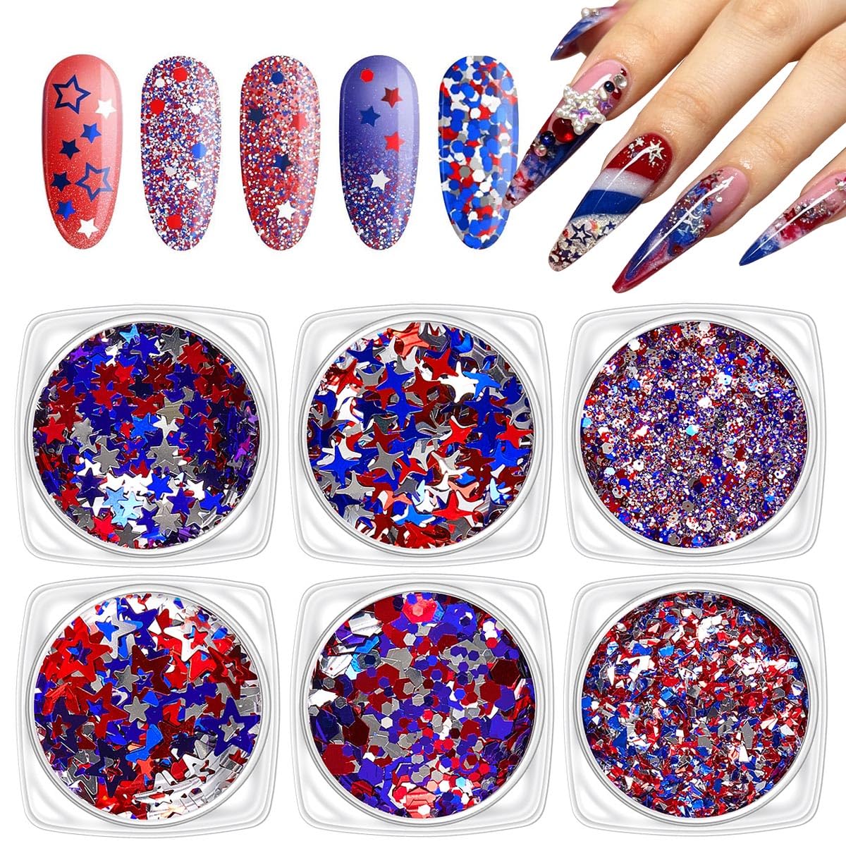 SPNBCQ front packaging showing six grids and patriotic sequins for easy selection