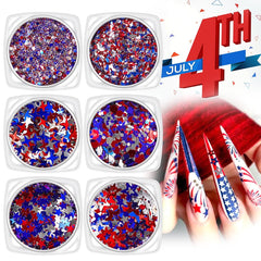 SPNBCQ sequins applied on a nail tip creating a festive Independence Day look