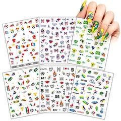 SPNBCQ front packaging showing six soccer nail sticker sheets and benefits