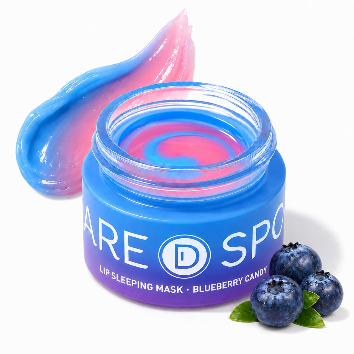 SPODARE jar front view showing dual-color blueberry design and product name for clear identification