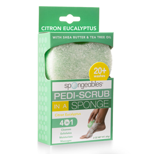 Spongeables front packaging showing citron eucalyptus and benefits
